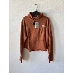 Sideline Tejas UT Orange 1/4 Zip Crop Top Sweater Soft Knit Size Small NWT